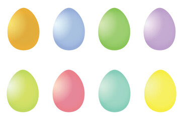 Colorful eggs set isolated on white background. Easter object template. Vector illustration eps.