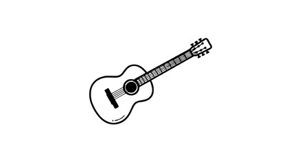 Minimalist black and white acoustic guitar line drawing.