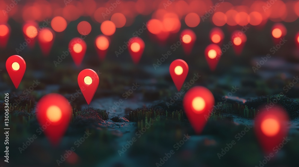Poster red pin pointer location navigation address direction marker sign or symbol background 3d illustrati
