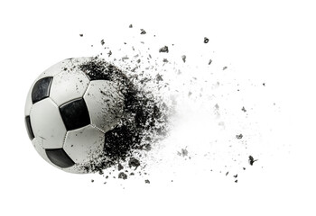 Soccer ball bursting with energy and motion during an exciting game or training session, cut out