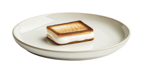 Creative dessert concept featuring a unique s'mores presentation on a minimalist plate, cut out