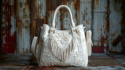 A boho-chic handbag with fringe details. HD 8K wallpaper Photographic Image