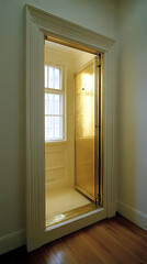 Light Streaming Through a Storage Room Door Highlights an Unexpected Oasis of Peace
