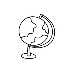 Globe doodle line art vector, school or education element.