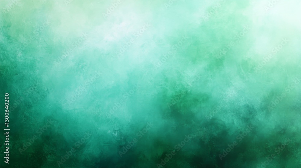 Poster Close-up view highlights a textured abstract painting featuring deep emerald green tones and layered brushstrokes, creating a captivating visual experience