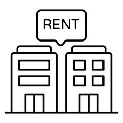 Editable design icon of building for rent