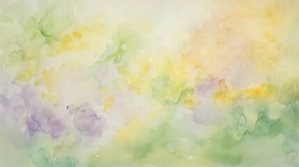Abstract watercolor wash with luminous hues of yellow, green, and lavender