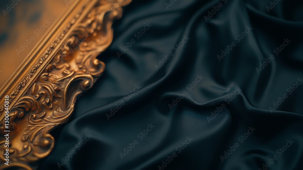 Aufkleber an ornate gilded picture frame rests elegantly on a dark velvet surface, showcasing its detailed car