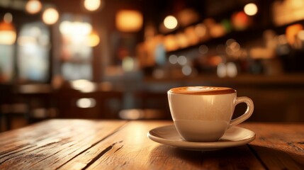 Obraz premium Warm Latte in Cozy Cafe