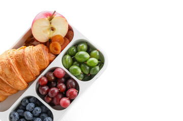 Lunchbox with delicious food isolated on white background