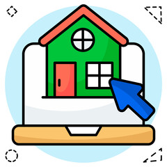 Conceptual flat design icon of online home