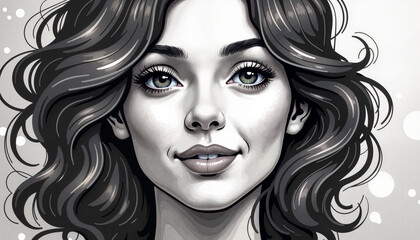 Gentle smile from a woman in black-and-white portrait, inner warmth