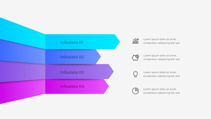 Modern infographic with 4 arrows and line icons, illustrating a professional and creative approach to data presentation. Ideal for business, education, or creative projects