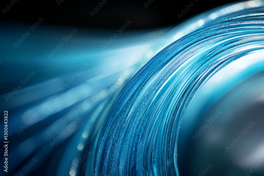 Leinwandbilder A soft bioluminescent glow illuminates rippling water in a deep ocean setting, creating a serene and otherworldly ambiance with ample copy space