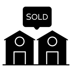 A colored design icon of sold home