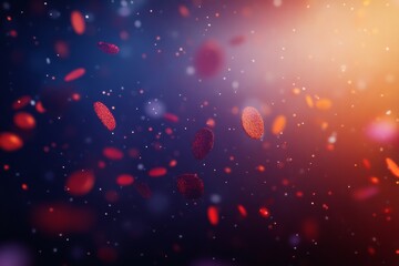 Colorful 3D microscopic red viruses float in a digital space, showcasing intricate details and a high-tech design that highlights scientific and medical themes