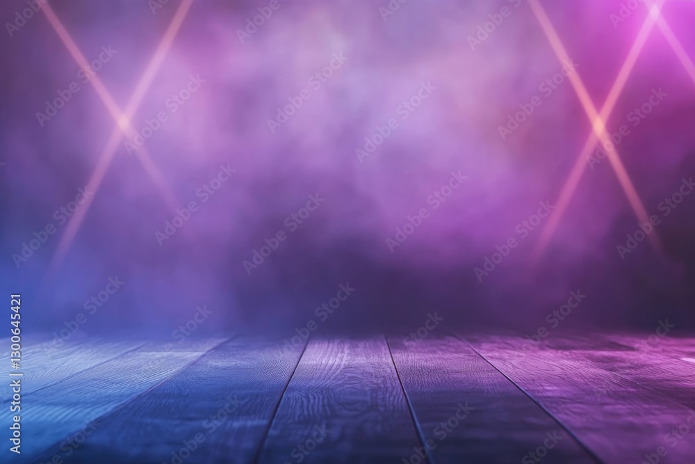 Poster Vibrant neon lines form an abstract background that symbolizes advanced technology and big data, with ample space for text on the right side of the composition