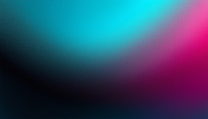 Fototapeta premium Dark grainy gradient background blue turquoise pink black glowing light noise texture banner backdrop poster copy space