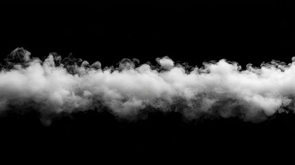 Abstract billowing cloud of white smoke isolated against a black canvas