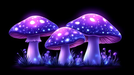 Glowing Purple Mushrooms in Dark Fantasy Setting