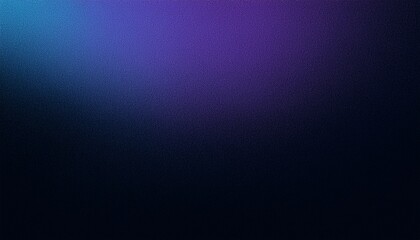 Obraz premium Dark purple blue grainy gradient on black background, copy space, noise texture effect, wide banner size