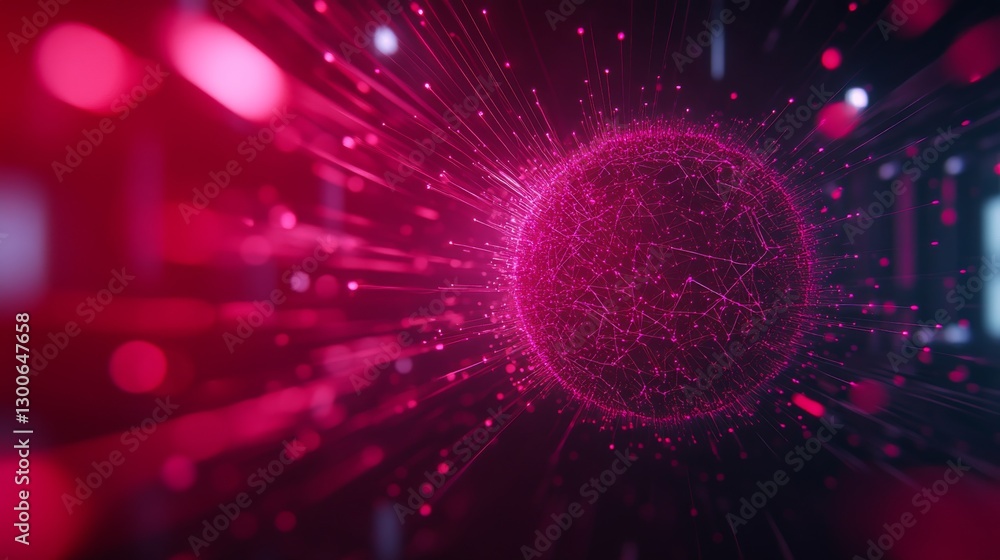 Aufkleber futuristic digital rendering showcases earth surrounded by radiant, interconnected lines, illustrati