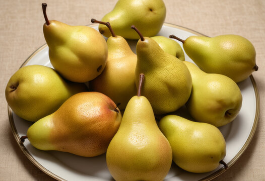 Close-up of pears at Netanyahu's table in Israel