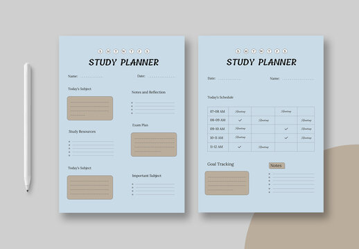 Study Planner Template Layout