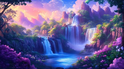 Majestic Cascading Rivers Through Dramatic Valleys