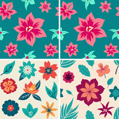 Obraz premium Hand Drawn Exotic Floral Seamless Pattern for Textiles and Decor 