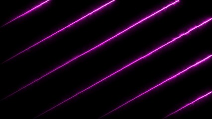Fototapeta premium Animation bright neon magenta color electric lines 4k illustration black background.
