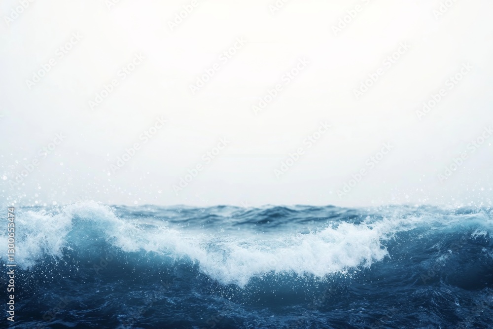 Poster a smooth ocean wave showcases intricate details and delicate pastel blue shades, offering ample copy