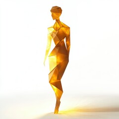 Abstract Golden Woman Sculpture Geometric Art Deco Figure