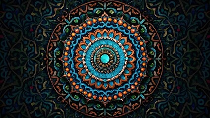 Fototapeta premium Design a richly detailed mandala-inspired background with intricate patterns and jewel tones.