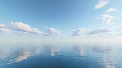 Obraz premium Tranquil Sky with Soft, Fluffy White Clouds Scattered Across a Clear Blue Expanse, Evoking Calm and a Sense of Freedom.