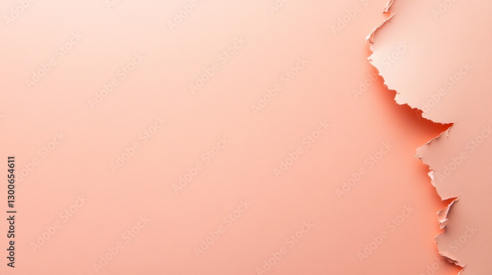 Aufkleber This composition features a single torn piece of paper against a soft pastel backdrop, showcasing its jagged edges and inviting creativity with ample copy space