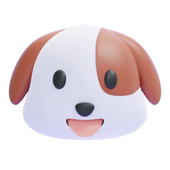PNG 3D dog emoji icon isolated on a white background
