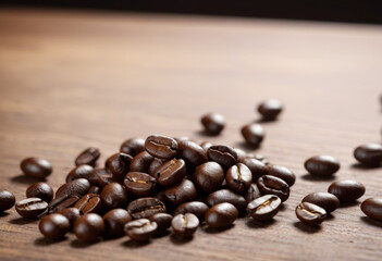 Fototapeta premium Close-up of coffee beans on the Indonesian table