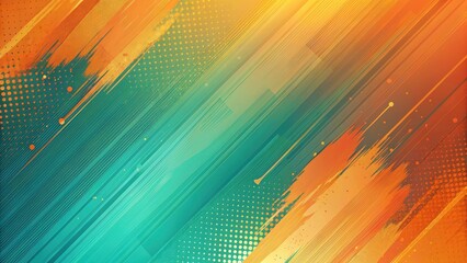Vibrant orange and teal gradient background with dynamic brushstroke pattern, art style, teal