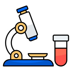 A lab research tool icon, flat design of microscope