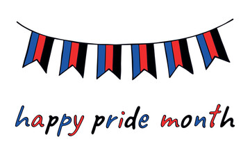 Obraz premium Colorful garland Polyamory pride flag Happy pride day LGBTQIA community Pride Month Vector hand drawn doodle for posters, stickers, logo, cards