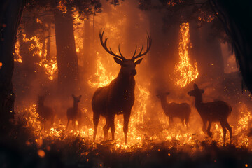 deer in wildfire