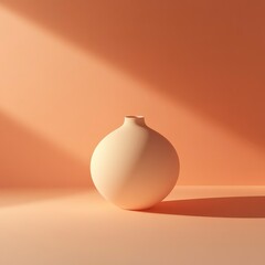 Minimalist Beige Vase in Warm Sunlight