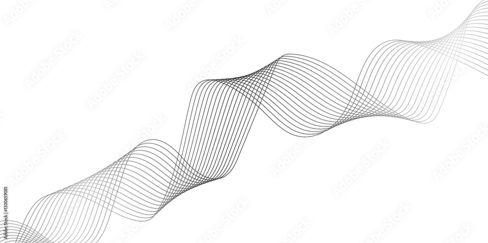 Poster abstract wavy grey stream element for design on transparent background isolated.lines wave light fut