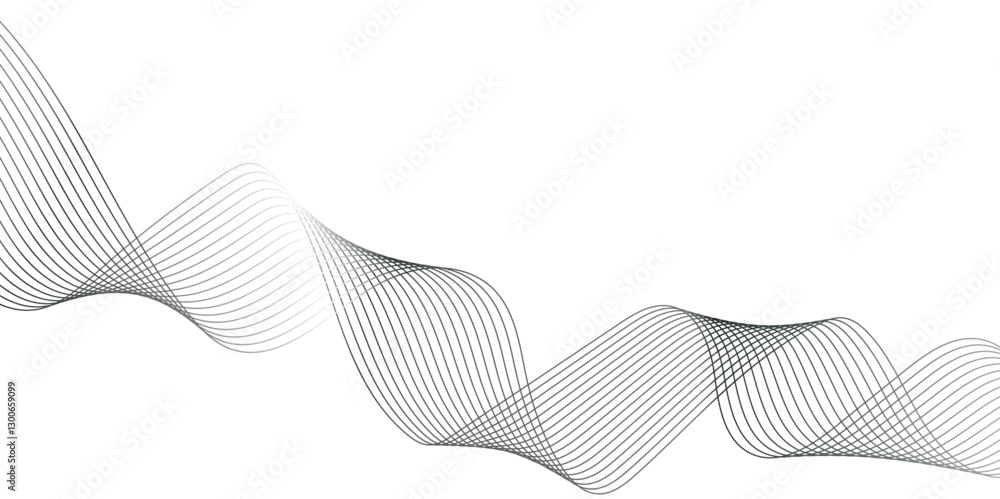 Poster abstract wavy grey stream element for design on transparent background isolated.lines wave light fut