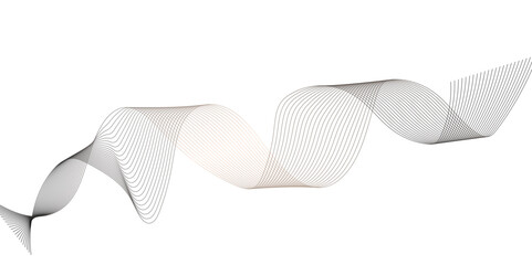 Abstract wavy grey stream element for design on transparent background isolated.Lines wave light futuristic wallpaper. Digital line motion background.