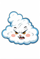Obraz premium Original hand-drawn simple cartoon white cloud angry expression is commercially available