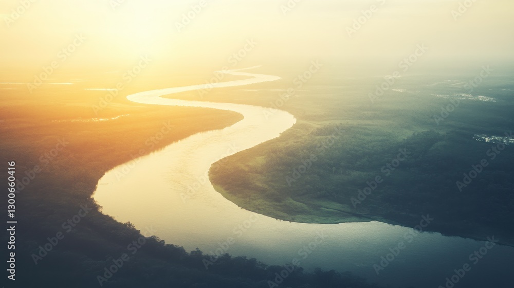 Poster serene rivers with unique shapes and soft focus elements
