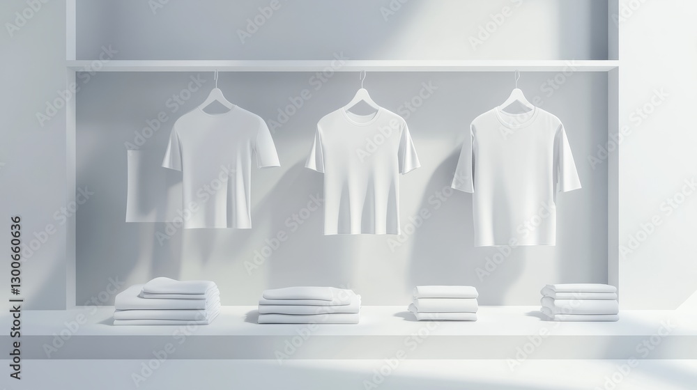 Poster high-resolution modern setup displaying a variety of blank apparel, ideal for product presentation