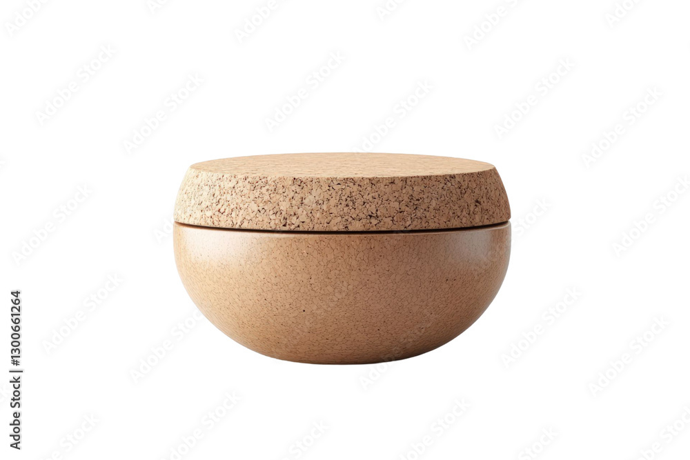 Aufkleber spherical ceramic container with speckled surface and cork lid isolated on transparent background sh